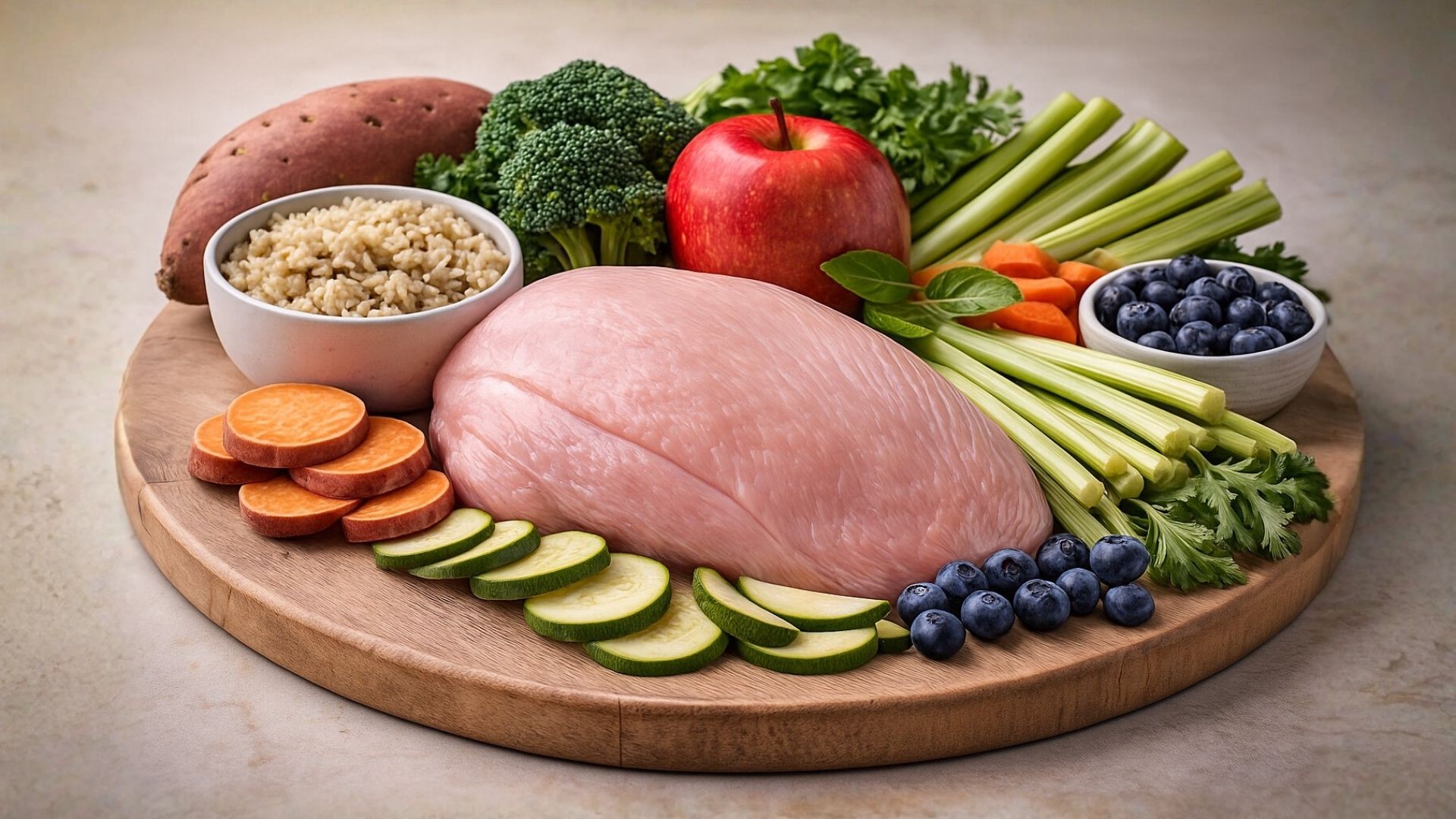 ⭐ 🦃🍎🥕🥦🥒🫐 Turkey, Veggies & Fruit Mix — Lean & Fresh Nutrition